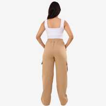 Women's Cargo Pants With Pockets Winter Drawstring Sweatpants - Beige - View 6