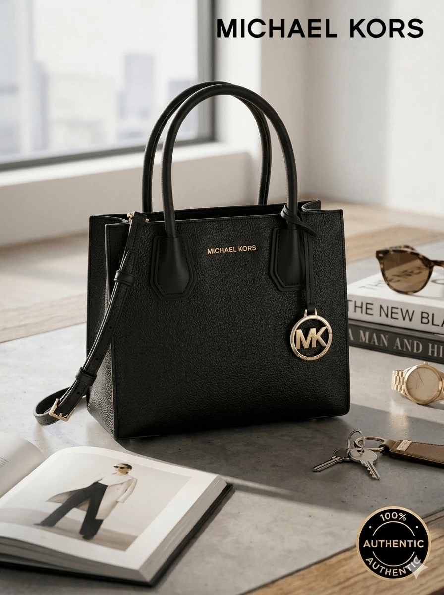 Michael Kors Handbags For Women Tote Bag With Zip Top Multi-Purpose Travel Travel Casual Mercer Black Leather Messenger Crossbody Bag Valentine's Day Gifts For Women - 黑色 - 查看 1