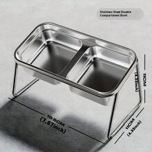 1个不锈钢宠物碗，含2个碗，专为小型和中型猫狗设计，304不锈钢材质，防溢漏喂食和饮水碗，15°倾斜设计，呵护宠物颈部，满足宠物进食和饮水的双重需求。 - 寵物碗 - 查看 2