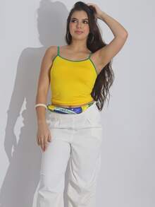 3-Piece Set: Basic Tank Top And Cropped Top In Spandex Fabric - New - 查看 5