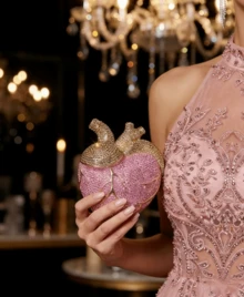 Heart Shaped Diamond Evening Bags Women  Gorgeous Metallic Rhinestone Purses Ladies Unique Handbags Wedding Party Women Red Heart Shaped Crystals Evening Bag Wedding Party Diamond Clutch Purse Luxury Rhinestone Handbag Pink Wallet Bags - 粉色 - 查看 3