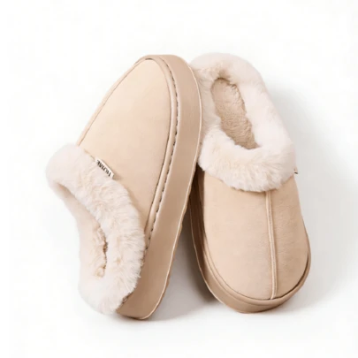 Damen Thermo-gefütterte warme Hausschuhe zum Tragen Innen, Dicke rutschfeste bequeme Hausschuhe für Schlafzimmer, Herbst/Winter