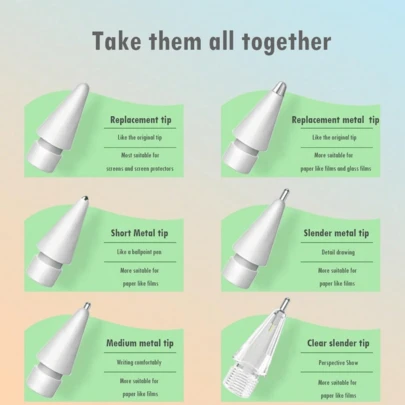 Bộ 8 đầu bút thay thế tương thích với Apple Pencil Pro/ Thế hệ thứ 2/ Thế hệ thứ nhất/ USB C, đầu bút Apple Pencil nâng cấp kèm hộp đựng, không bị mòn, đầu bút mảnh, điều khiển chính xác, dành cho bộ ngòi bút iPad.