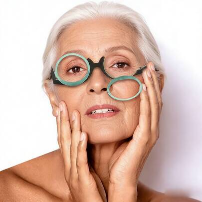 Kính trang điểm 2 trong 1 với tròng kính lật có thể phóng đại, kính trang điểm in hình