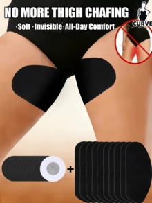 30 Invisible Skin-Friendly Patches| Anti-Friction Invisible Patches, Suitable For Underwear, Various Styles, Breast Petal Patches, Solid Color, Anti-Chafing Patches For Inner Thighs, Sweat-Proof And Anti-Friction Leg Protector, A Must-Have Item For Women In Summer - 10片大腿防磨貼+20片花形乳貼 - 查看 2