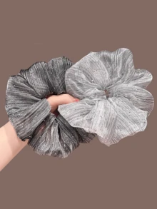 3pcs New Style Clouds Seersucker Full Of Stars Hot Diamond Hair Tie Women's High-End Striped Hair Rope Temperament Hair Rope Ponytail Holders Scrunchy - Multicolor - View 4