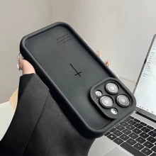 Esta funda minimalista con estampado de cruz del Salmo 465 es compatible con Apple  16E/15/14/13/12/11/PRO/PLUS/PROMAX/MINI, S/A/M/NOTE, S/G/EDGE/E, Transition Spark/HANTOM/CAMON/INFINIX, Honor 400/PLAY/X/Y, OPPO Reno/A/F, 14/Redmi/POCO/NOTE y otros modelos. Está fabricada con TPU transparente, sencillo, elegante y resistente. Es una opción ideal para San Valentín, Halloween, Navidad, para uso personal o como regalo. - Negro - Ver 4