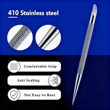 3pcs Nail Double-Ended Stainless Steel Circle Beveled Head Cuticle Pusher Remover Manicure Sticks Nail Dotting Tools. - Silver - View 6