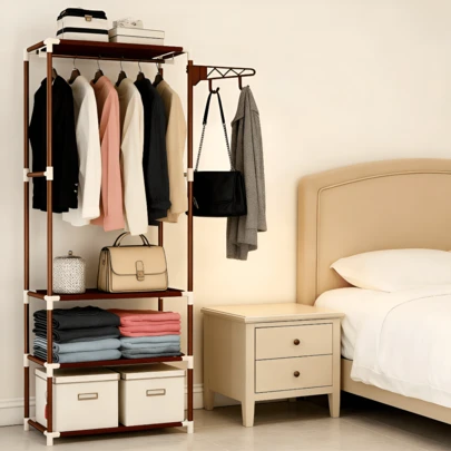 1 szt. Oszczędzający miejsce, wielofunkcyjny wieszak z półkami, regał nocny do sypialni, nowoczesne, minimalistyczne meble do małych mieszkań