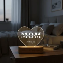 1 個 MOM Love 壓克力夜燈，桌面裝飾夜燈，母親節，可客製化愛心形狀燈，可客製化文字燈，個性化可愛生日禮物，節日禮物，臥室夜燈，母親節禮物，妻子/母親禮物 - 黃光 - 查看 8
