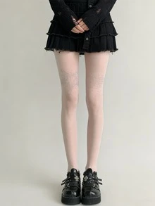 女士星形水钻不对称紧身裤，新款春夏星形水钻薄款打底裤，日系性感纯色防勾丝打底裤 - 彩色 - 查看 6