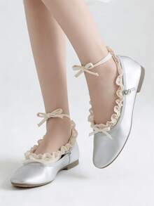 1/2 双春夏蝴蝶结系带芭蕾玛丽珍平底鞋配饰短袜 - 彩色 - 查看 7