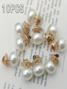 10pcs/16pcs Faux Pearl Anti-Slip Invisible Bra Strap Clips, Decorative Butterfly Buckle, No-Sew Anti-Slip Fastener, Plastic Faux Pearl Half Round Buttons, Multipurpose For Arts, Crafts And Sewing, 1.2cm - A - View 11