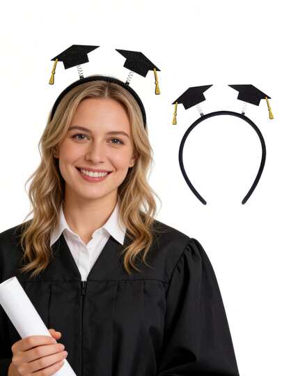 2pcs Graduation Season Bachelor Cap And Headband, Firm Anti-Fall HairBand For Graduation Hat, Graduation Gifts Hat Accessories For Graduates, Students,Secures Your Graduation Cap, Hair Style Hat Accessories For Graduates