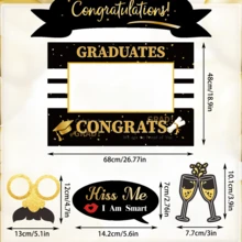 20/35pcs Graduation Photo Prop Graduation Photo Frame Kit 2026 Fun Photo Booth Props Hats Lipstick Tie Crowns Design Paper Selfie Props For Graduation Party Graduation Decorations - Graduation Season - View 3