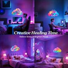 DIY LED Cloud Lamp, Colorful Lightning Cloud 3D Night Light, Atmosphere Decorative Lamp, Suitable For Home Decor, Entertainment Room, Wall Decoration - 彩色 - 查看 7