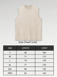 Sleeveless Printed T-Shirt, Y2K Style Street Fashion Men's Washed Vest (220g Pure Cotton), Vintage Pattern Fun Print, Hip-Hop Style, Men's Summer Round Neck Short-Sleeved Casual T-Shirt, Men's Summer Streetwear. - 杏色 - 查看 8