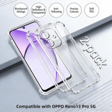 2 Pieces: Suitable For Reno13 Pro 5G, Reno12 (Global), Reno11A, Reno11 F31, Reno 10 Pro+, Reno9, Reno8, Reno 7, Reno6, Reno5, Reno4 A98, A93, A60, A58 5G, Find X8, A5, FIND X5. Transparent Silicone Phone Cases, Transparent Phone Cases, Solid Color Phone Cases, Anti-Drop Phone Cases, Explosion-Proof Phone Cases, Military-Grade Protective Phone Cases, Phone Covers, Phone Cases, Airbag Phone Cases. - Clear - View 7