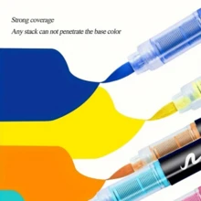 Bộ 12/24 bút dạ acrylic màu, bút mực lỏng đầu mềm, dễ sử dụng, thích hợp cho thủ công mỹ nghệ, vẽ trên thủy tinh, đá, gốm sứ, kim loại, vải bố, vải, trứng, vẽ trên đá và các sản phẩm thủ công DIY. - 12 màu - Xem 7