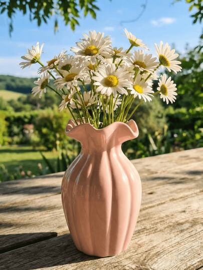 1Pc Wave Mouth Vase - Resin Vase Ornament | Home Decor, Room Decor, Vintage Decor, Bohemian Decor, Dining Table Centerpiece, Unique Gedding Decor, Resin Ornament Decor