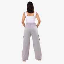 Women's Cargo Pants With Pockets Winter Drawstring Sweatpants - 灰色 - 查看 8