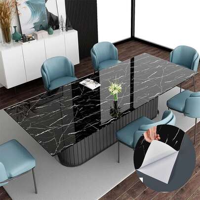 1 Piece, Black Imitation Wallpaper, Glossy Contact Paper, Suitable For Workbench Peeling And Sticking Countertops Self-Adhesive Waterproof Removable Granite Wallpaper Kitchen Bathroom Home Decoration Wallpaper, Renovate Your Home