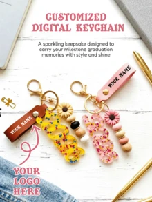 Custom Name Acrylic Keychain Personalized Graduation Souvenir Sunflower Keyring For Bag Backpack - Multicolor - View 2