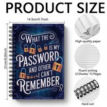 1pc Vintage Padlock Funny Password Notebook, Spiral Coil Memo Book "What's My Password?", Humorous Memo Pad, Account Password Record Book, Office/Home Daily Planner, Gift For Coworkers, Friends, Family - A5 - View 2