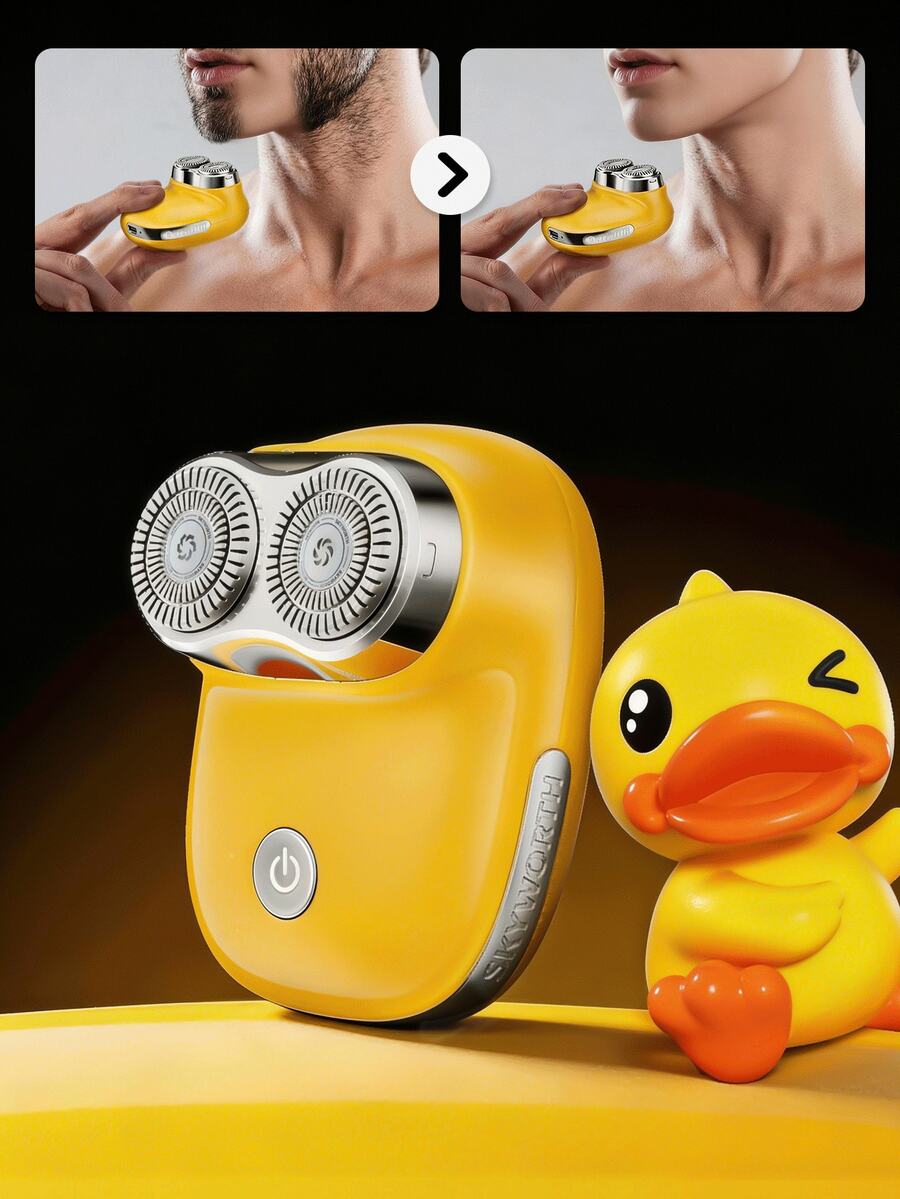 SKYWORTH 250mAh High Capacity Battery Electric Shaver, IPX7 Waterproof, Wet/Dry Use, Full Body Washable, 3 Precision Steel Blades, One-Touch Start, Premium Silver Appearance, Suitable For Shower Use, Reduces Skin Irritation, Applicable For Travel, Camping, Fitness, Office, Bathroom, Bedroom And More Scenarios