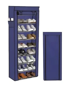 1 Pieza de Zapatera Con Cubierta de Tela, 9 Niveles, Estructura de Metal, al Azar - Multicolor - Ver 2