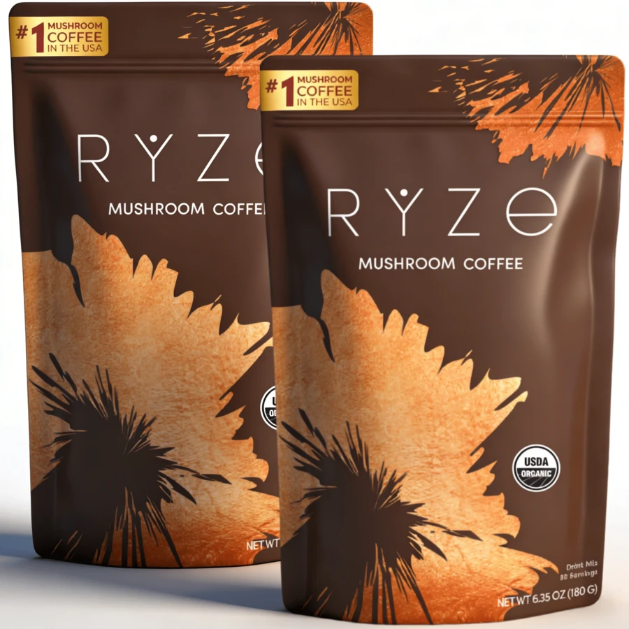 R Y Z E Mushroom Coffee – USDA Organic, #1 Mushroom Coffee In The USA | Focus, Energy & Immune Support - 2 chiếc - Xem 1