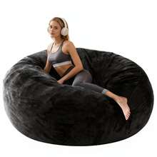 SANAE 5FT Giant Bean Bag Chair, Foam-Filled Large Sofa Chair With Removable Cover – Suitable For Adults & Children, Living Room Use - màu đen - Xem 4