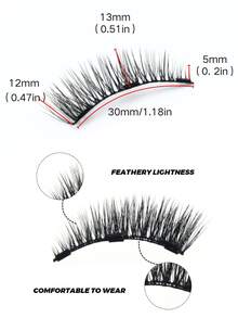 2 Pairs Reusable Magnetic Eyelashes, No Glue Needed, 3D Natural Look Magnetic Lashes, Portable Makeup Tool, Strip Eyelashes, Eyelashes, False Eyelashes, Fake Eyelashes - Black and White - View 4