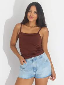 3-Piece Set: Basic Tank Top And Cropped Top In Spandex Fabric - New - Black/White/Chocolate - View 5