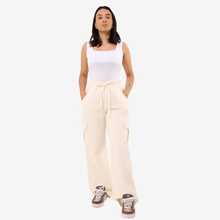 Women's Cargo Pants With Pockets Winter Drawstring Sweatpants - White - View 2