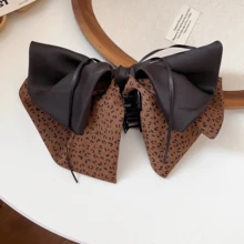 1pc Acrylic & Fabric Leopard Print Bow Tassel Hair Claw Clip - Multicolor - View 6