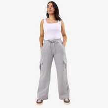 Women's Cargo Pants With Pockets Winter Drawstring Sweatpants - 灰色 - 查看 7