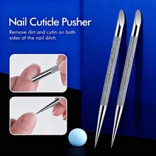 3pcs Nail Double-Ended Stainless Steel Circle Beveled Head Cuticle Pusher Remover Manicure Sticks Nail Dotting Tools. - Silver - View 2