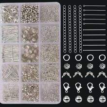 Bộ dụng cụ làm trang sức 15 khe, bao gồm hộp đựng, tấm lót hình hoa, hạt định vị, khóa càng cua, dây nối dài, thích hợp để tự làm vòng tay, vòng cổ, bông tai, đồ thủ công và sửa chữa trang sức. - Bộ dụng cụ làm trang sức - Xem 1