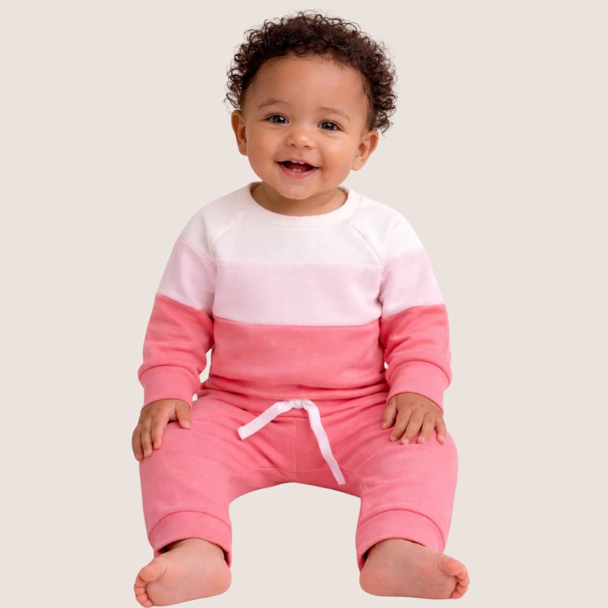 1 Set Of Children's Fleece Sweatshirts Sizes P To 3 Boys Baby Winter Clothes Cold Weather - 淺粉色 - 查看 1