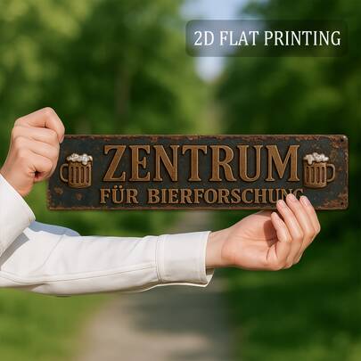 2D Flat, 1pc Vintage Beer Research Center Metal Sign - Retro German Beer Decor With "Zentrum Für Bierforschung" Text - Heavy Duty Iron Outdoor/Indoor Wall Plaque - 16x4 Inches (40x10cm) - For Man Cave, Bar, Garden, Man Cave Decor - Ideal Beer Lover Gift For Christmas, Xmas, Birthday - Weather-Resistant Decor, Beer Accessories, Garden Decoration, Humorous Quote, High Quality Printing, Novelty Gift, Home Decor, German Beer Sign, Wall Art/Sign, Home