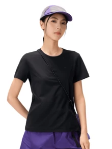 CAMEL CROWN Áo thun nữ ngoài trời nhanh khô, thoáng khí, co giãn, kháng khuẩn, chống nắng, thích hợp cho mùa xuân/hè, đi bộ đường dài. - Bóng đen ma quái - Xem 1