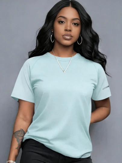 Women's Casual Breathable Short Sleeve Round Neck T-Shirt, Fashionable And Versatile