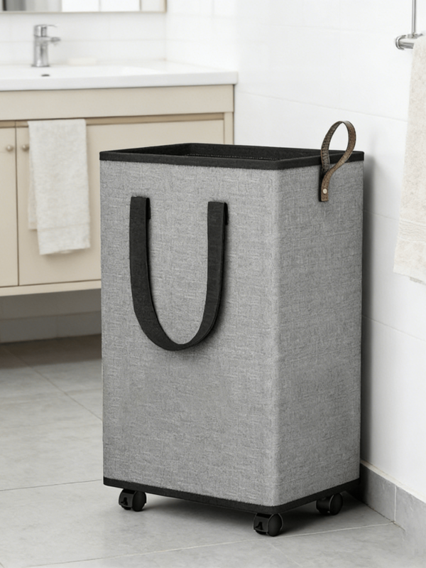 Large Foldable Laundry Basket With Wheels And Handle, Foldable Laundry Basket With Drawstring Mesh Cover, Corner Laundry Basket, Foldable Laundry Sorting Rack, High Storage Basket, Laundry Basket