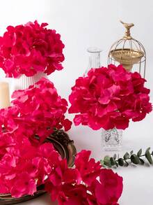 45pcs Artificial Lifelike Red Hydrangea Flower Heads, Realistic Hydrangea Flowers With Stems, Suitable For Wedding Centerpiece Decor, Home, Garden, Baby Shower, Party Supplies, Wreath, Bridal Bouquet, DIY Christmas Tree, Thanksgiving Halloween Christmas Decor, Arch Backdrop, DIY Floral, Gift For Women And Girls - Hot Pink - View 3