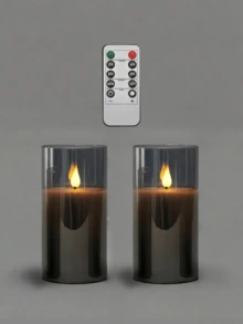 1/2/3 Pcs LED Flameless Candles, Flickering LED Pillar Candles, Upgraded Water Drop Wick, Battery Powered Electronic Candles (Batteries Not Included), With/Without Remote Control, Suitable For Dining Table Centerpiece, Wedding, Garden, Holiday Party, Fireplace, Home Decor (Gray, 3" X 4" 5" 6") - Grey - View 12