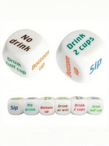 6pcs Acrylic Interactive Drinking Dice Game 1pc - Adult Party Fun For Christmas, Weddings, Birthdays - Tabletop Beverage Pun - View 4