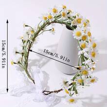 1pc White Daisy Flower Crown, Suitable For Party, Gathering, Holiday, Beach, Wedding - Multicolor - View 6