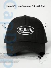Black 1pc Unisex Von-Dutchs Print Baseball Cap, Sun Hat, Curved Brim, Dad Cap. Suitable For Daily Use And Outdoor Activities. Outdoor Adjustable Sun Cap. Spring-Summer Travel, Tourism, Beach Vacation Hat. - 黑色 - 查看 4