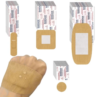50片特大号绷带 - 透气创伤垫，适用于户外急救和运动损伤治疗，采用低致敏性粘合剂，用于紧急伤口敷料，为日常护理提供高强度保护，适合急救箱使用。